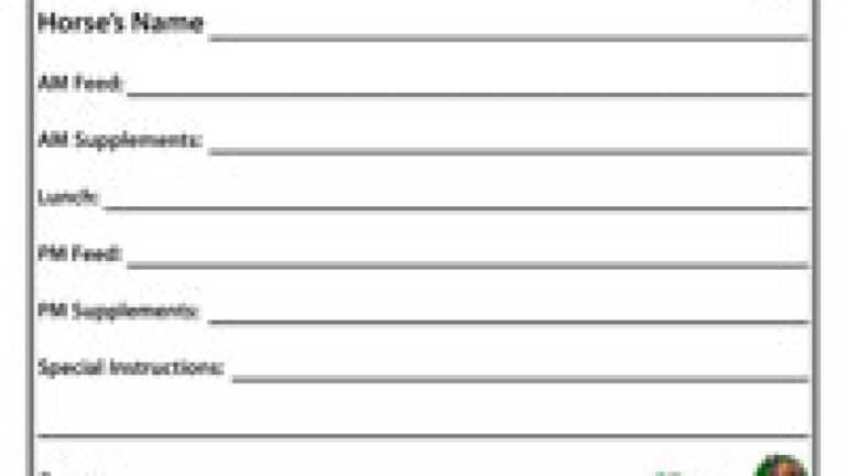 Horse Stall Card Template
