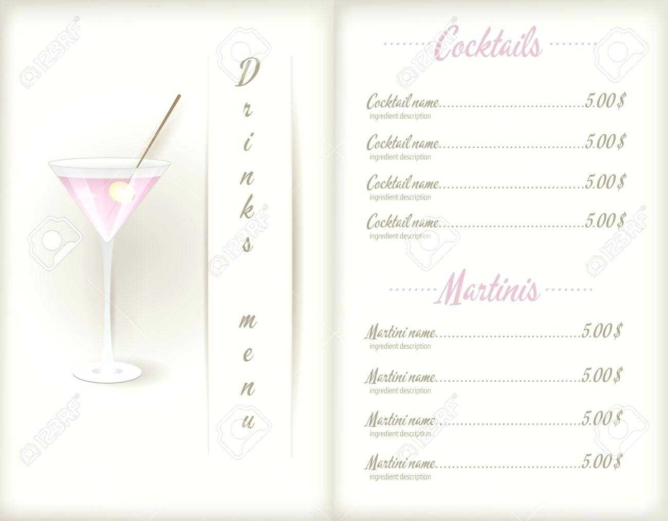 Drink Menu Template – Wepage.co In Cocktail Menu Template Word Free