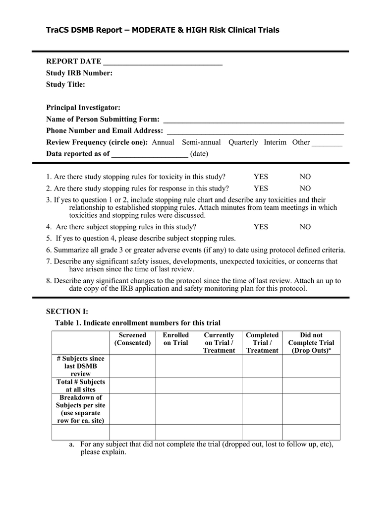 Dsmb Report Form Template Intended For Dsmb Report Template For Dsmb Report Template