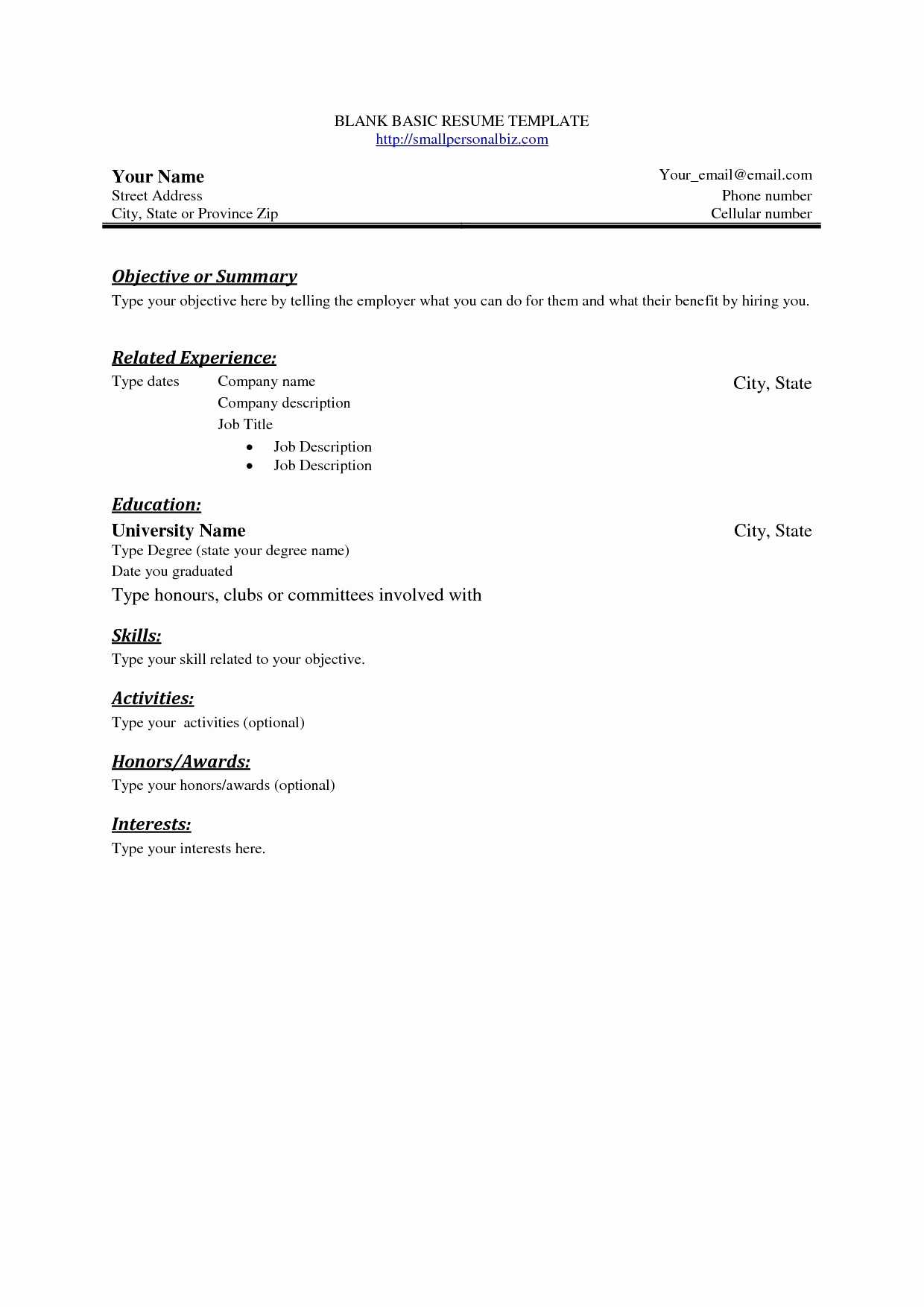 Easy Resume Template Free Cover Letter Templates Throughout Free Basic Resume Templates Microsoft Word