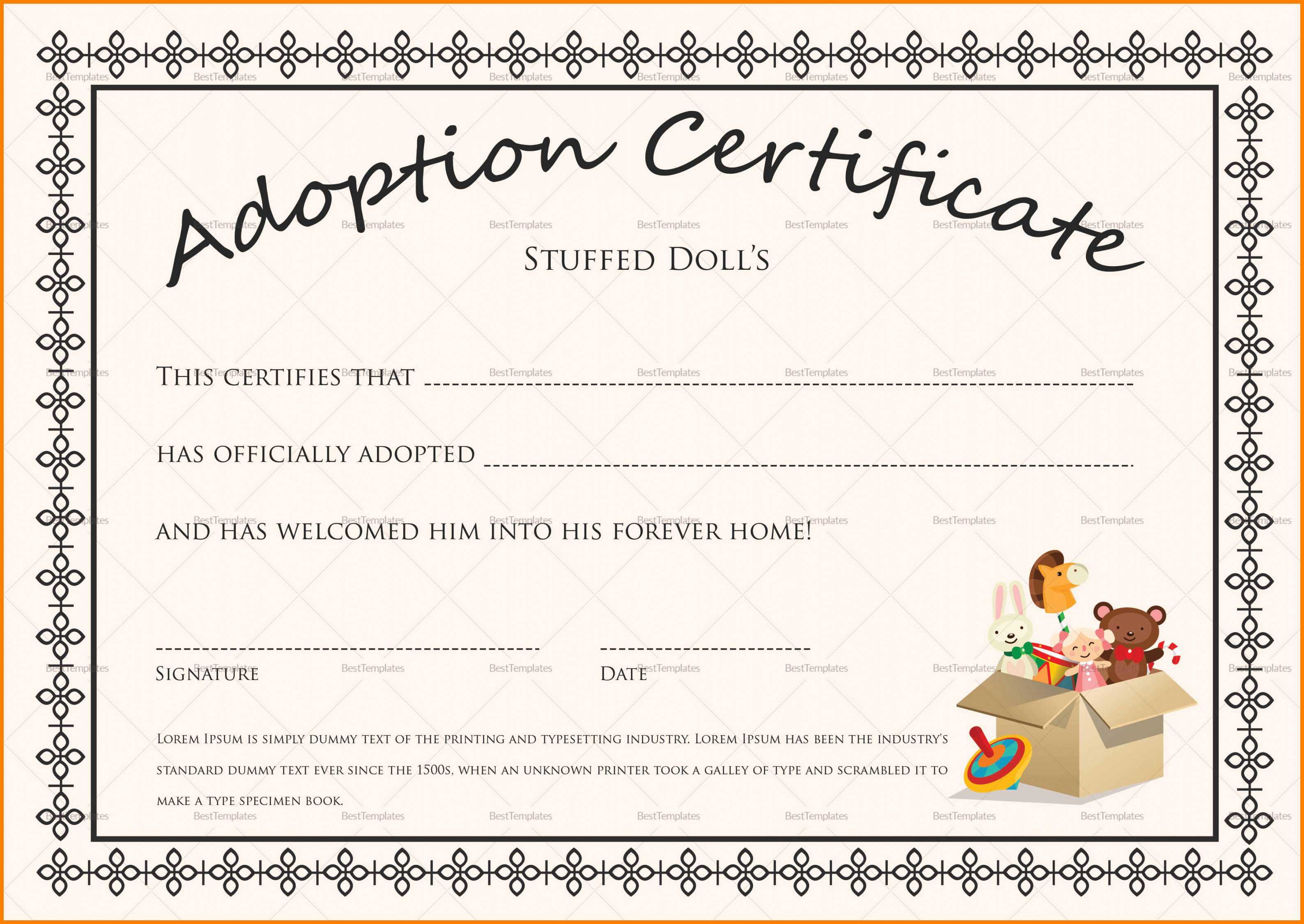Editable Adoption Certificates Hadipalmexco Child Adoption Throughout Child Adoption Certificate Template