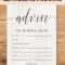 Editable Advice Cards For The Bride To Be, Custom Advice For Marriage Advice Cards Templates