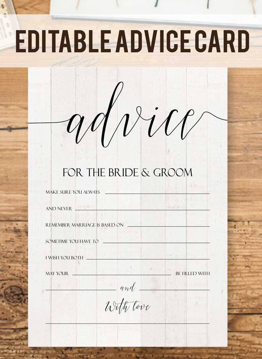 Editable Advice Cards For The Bride To Be, Custom Advice For Marriage Advice Cards Templates