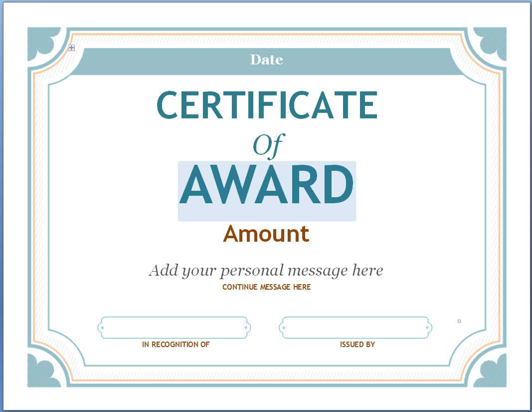 Editable Award Certificate Template In Word #1476 In Sample Award Certificates Templates