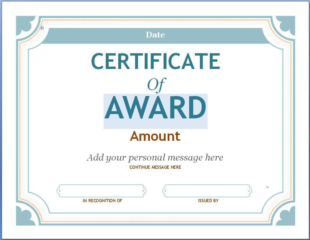 Editable Award Certificate Template In Word #1476 Within Academic Award Certificate Template
