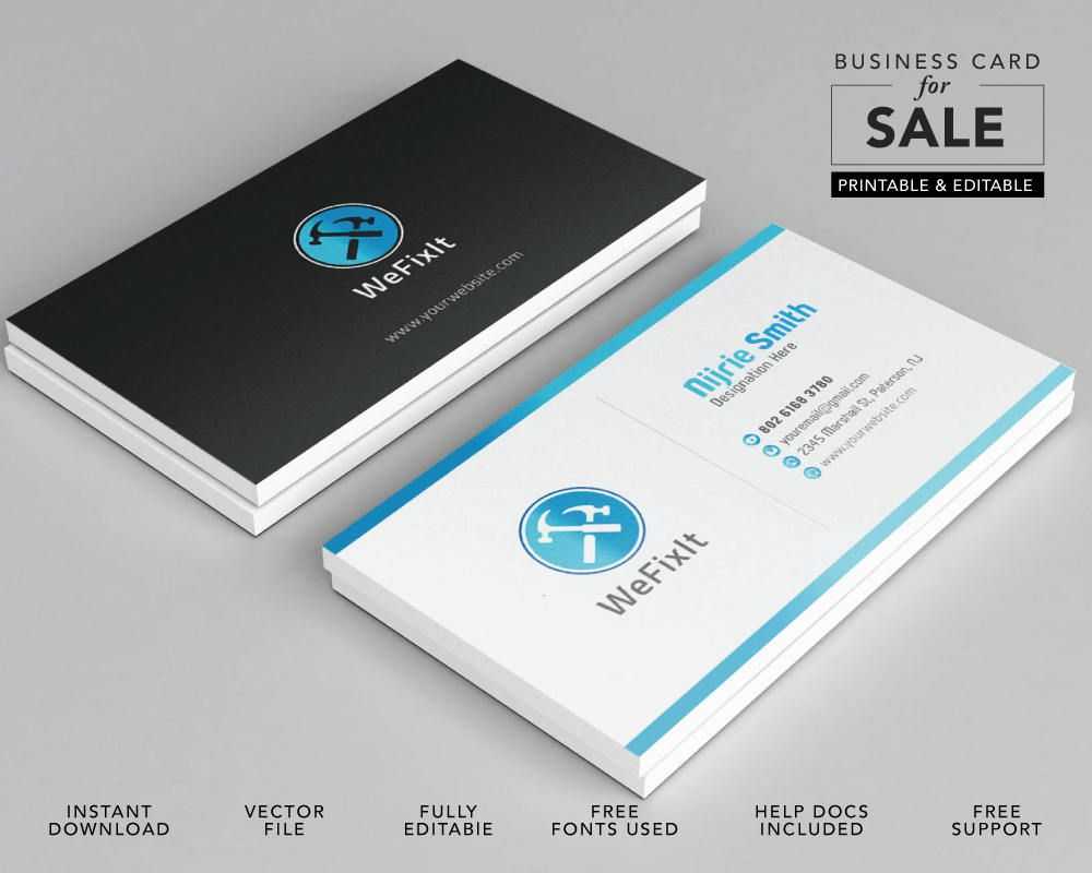 Editable Business Card Templatenijriedesign On Etsy For Adobe Illustrator Business Card Template