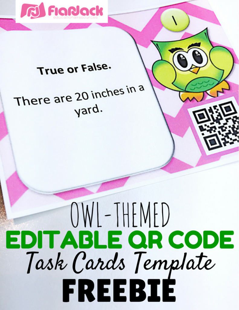 Editable Owl Qr Code Task Cards Template Freebie – Flapjack With Regard To Task Card Template