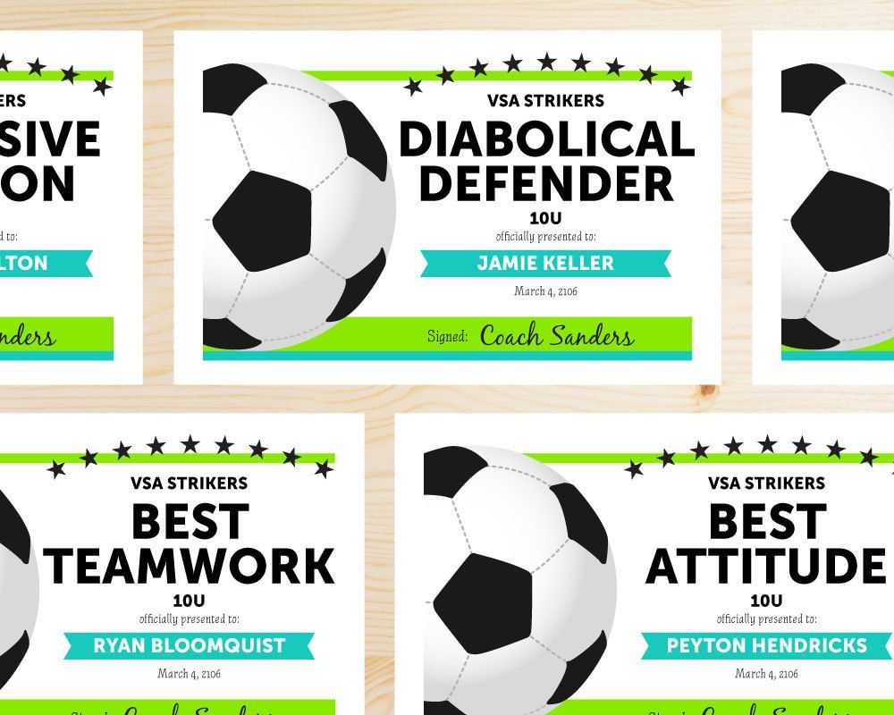 Editable Soccer Award Certificates – Instant Download Regarding Soccer Award Certificate Template