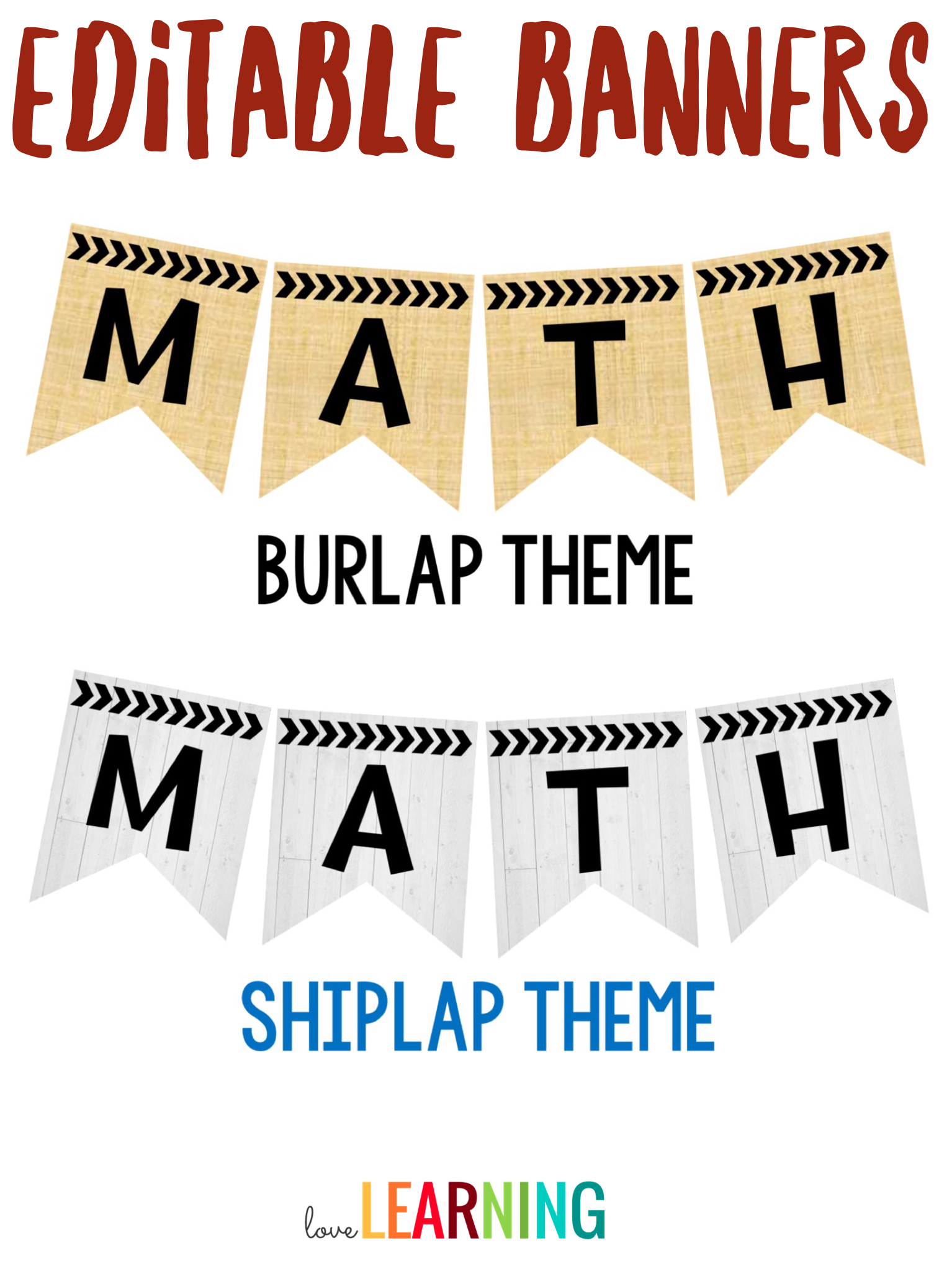 Editable Subject Banners - Burlap Theme | Classroom Within Classroom Banner Template