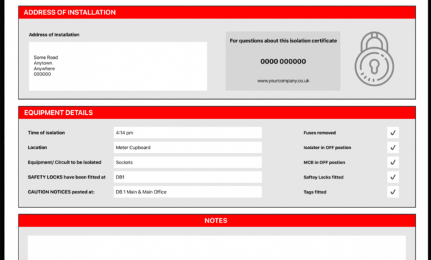 Electrical Isolation Certificate | Send Unlimited intended for Electrical Isolation Certificate Template