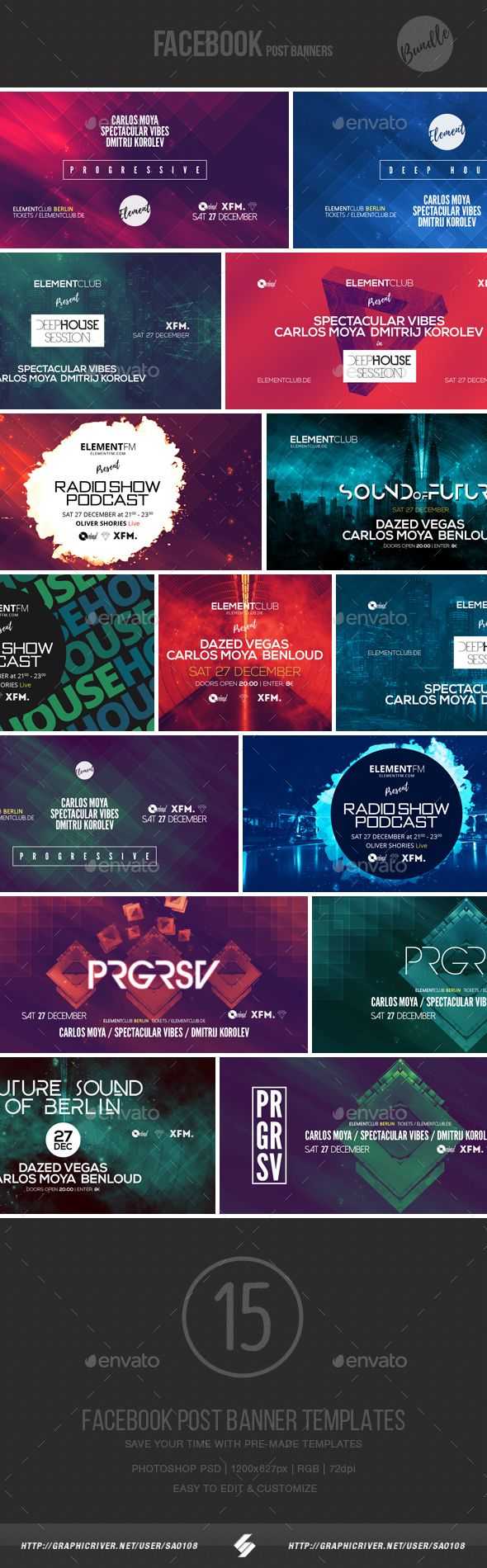 Electronic Music Event Facebook Post Banner Templates Psd For Event Banner Template