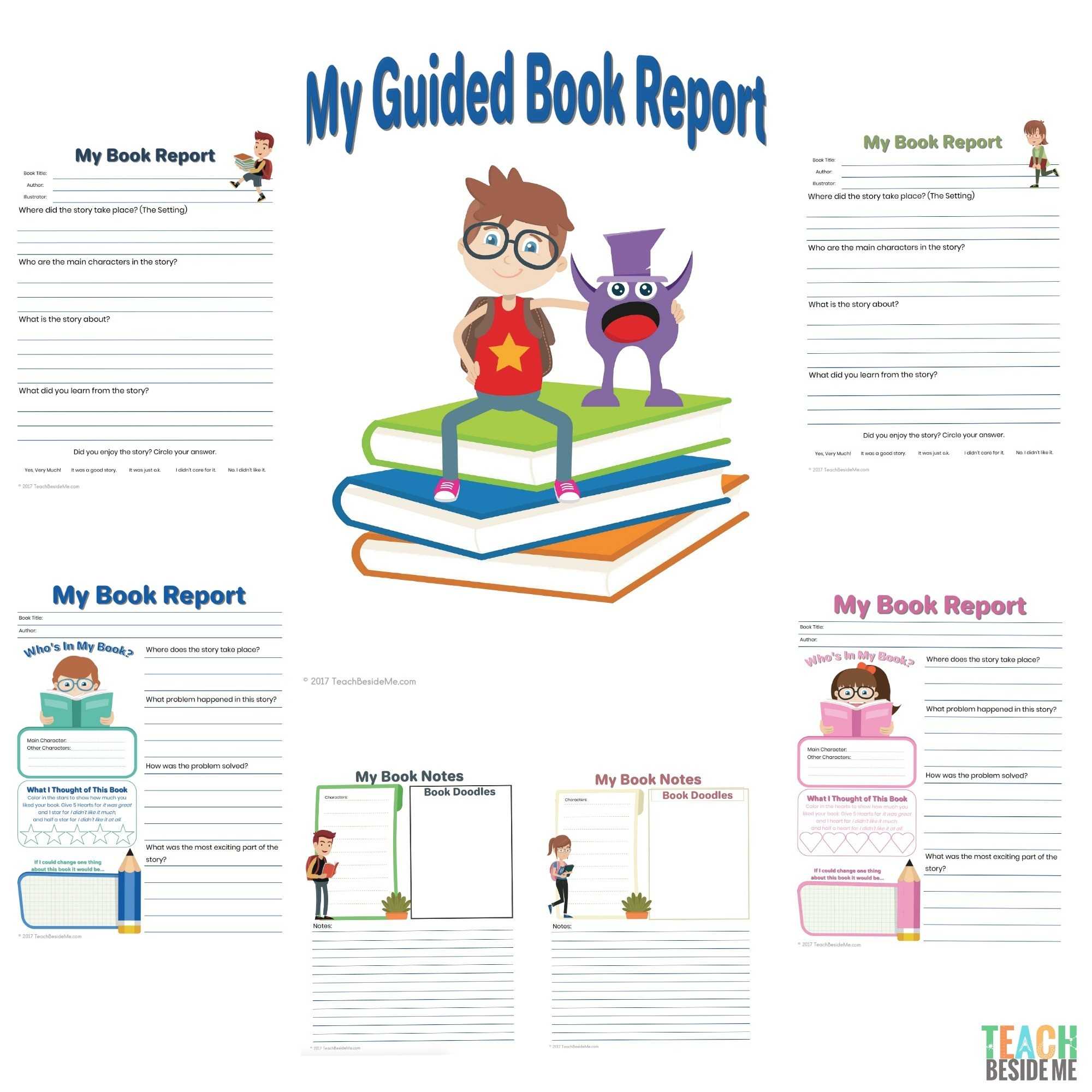 Elementary Guided Book Report Inside One Page Book Report Template