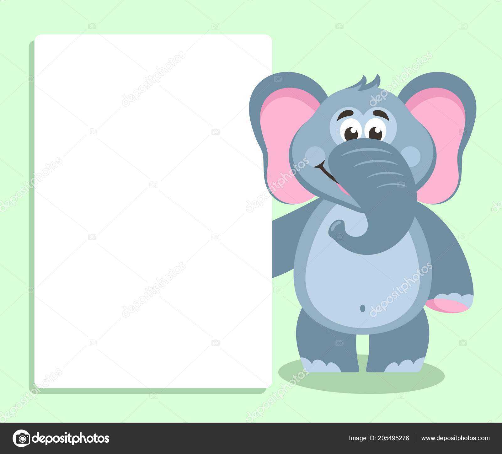 Elephant White Board Template Your Text Cartoon Character With Blank Elephant Template