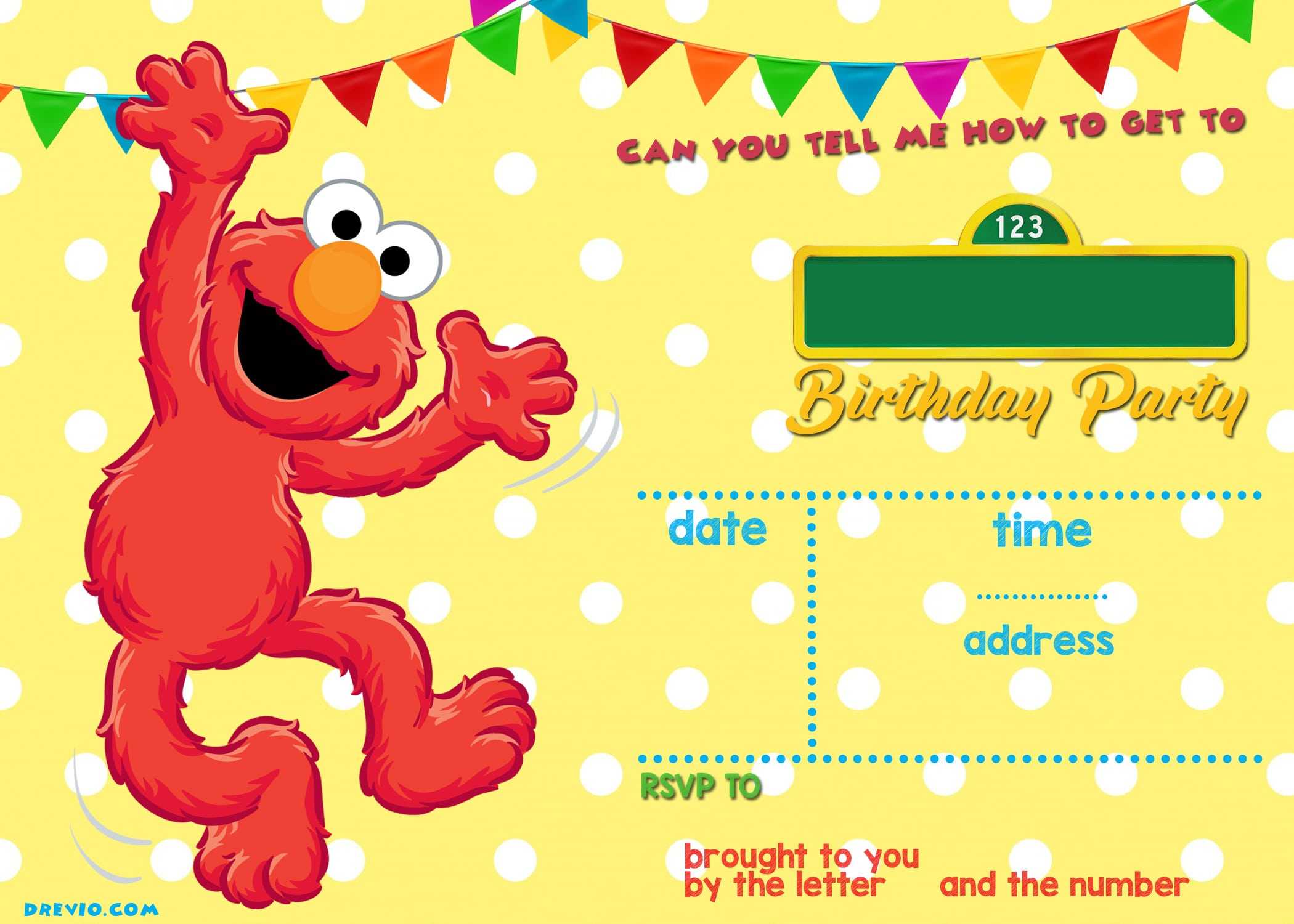 Elmo Birthday Invitations Free Printable Within Elmo Birthday Card Template