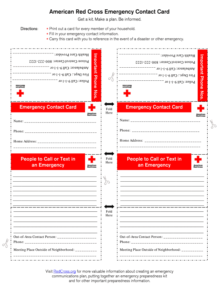 Emergency Card – Fill Online, Printable, Fillable, Blank With Regard To Emergency Contact Card Template