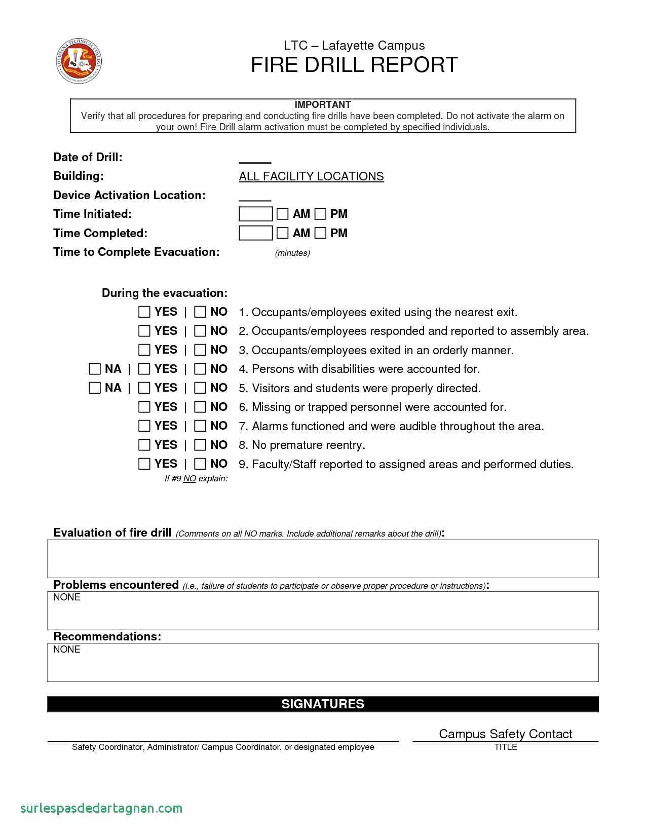 Emergency Mock Drill Report Format | Glendale Community Within Fire Evacuation Drill Report Template