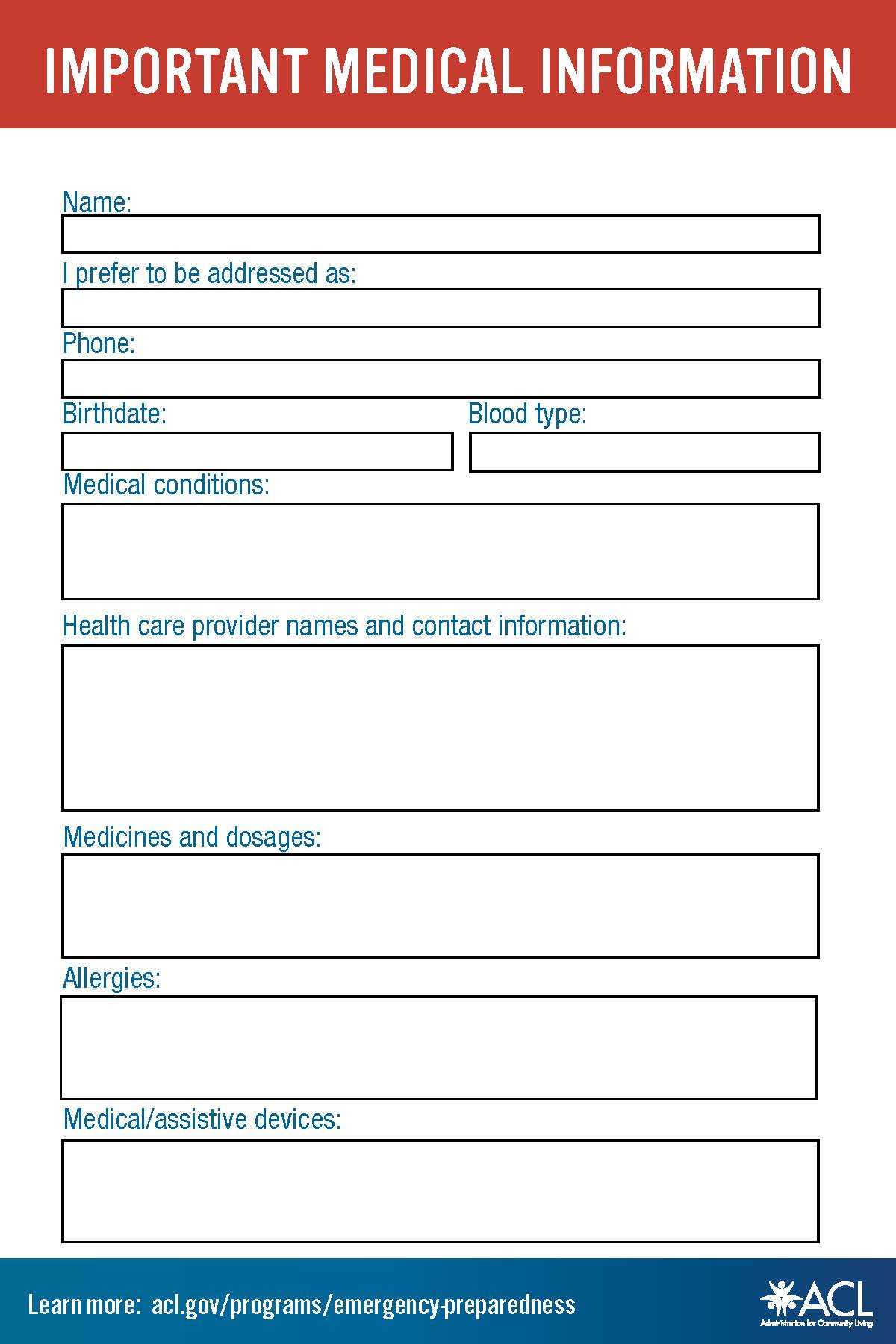 Emergency Preparedness | Acl Administration For Community Living Pertaining To In Case Of Emergency Card Template