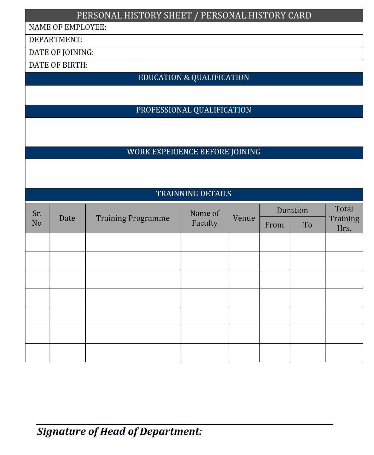 Employee History Card – Inside Employee Card Template Word