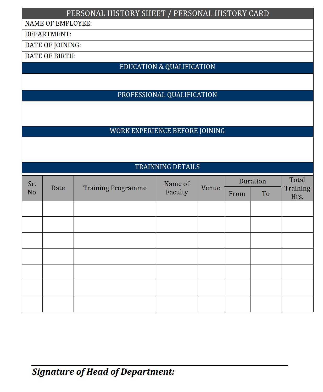 Employee History Card – Inside Employee Card Template Word