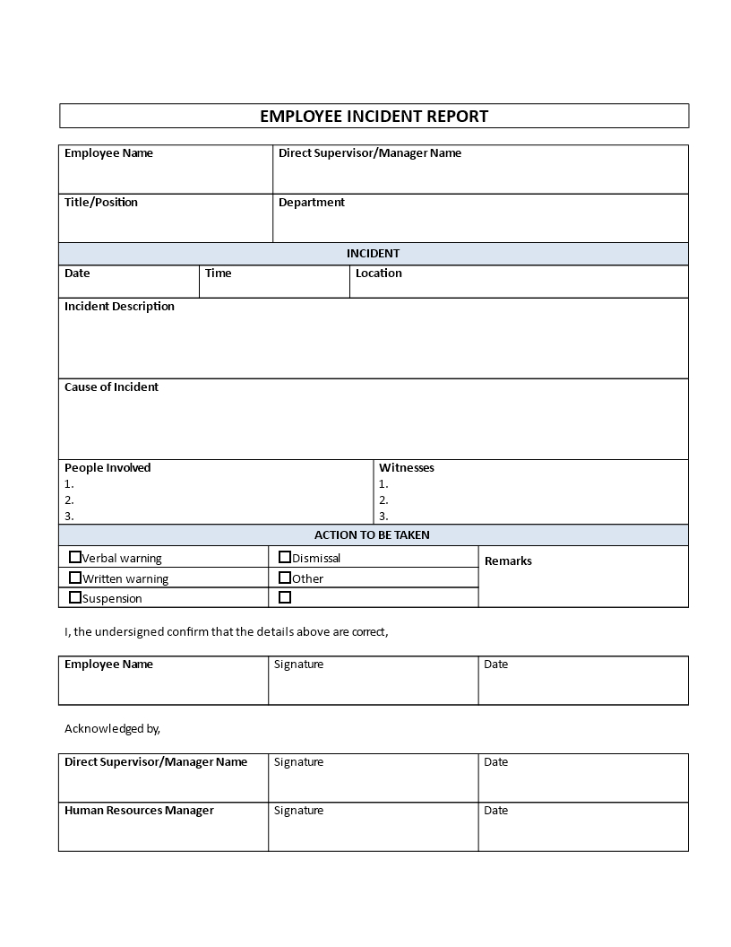 Employee Incident Report – Is Your Company In Need For An Intended For Hr Management Report Template