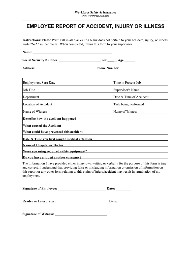 Employee Incident Report Template – Fill Online, Printable In Injury Report Form Template