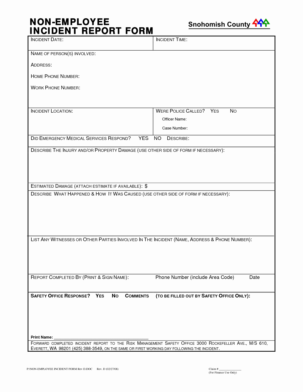 Employee Nt Report Form Pdf Hse Template Format For Safety With Regard To Accident Report Form Template Uk