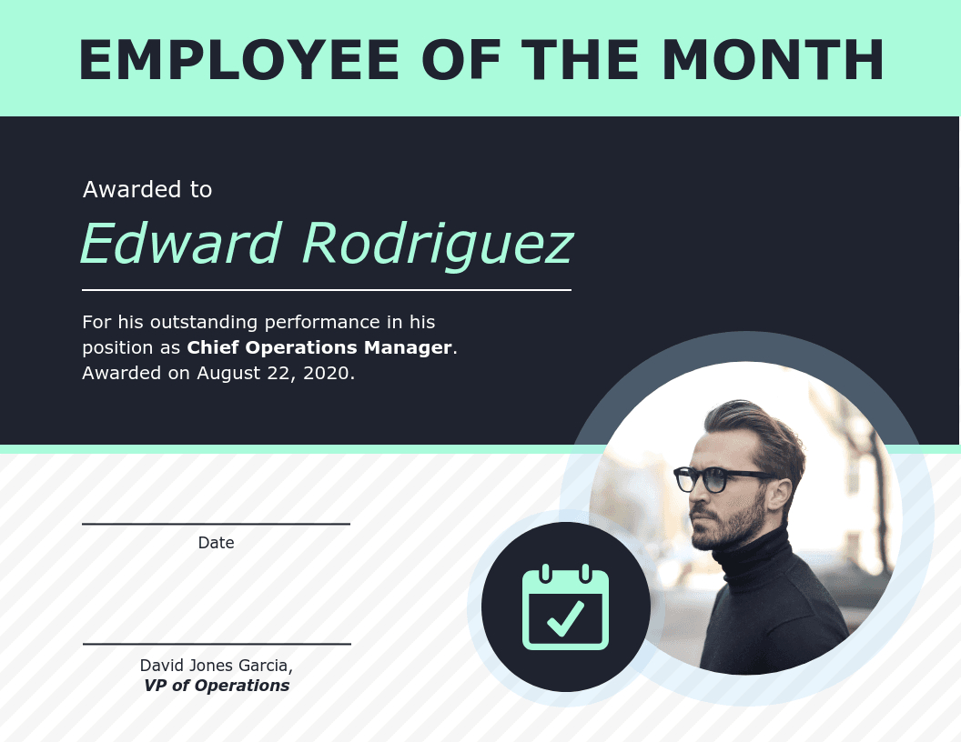 Employee Of The Month Certificate Of Recognition Template Intended For Employee Of The Month Certificate Template