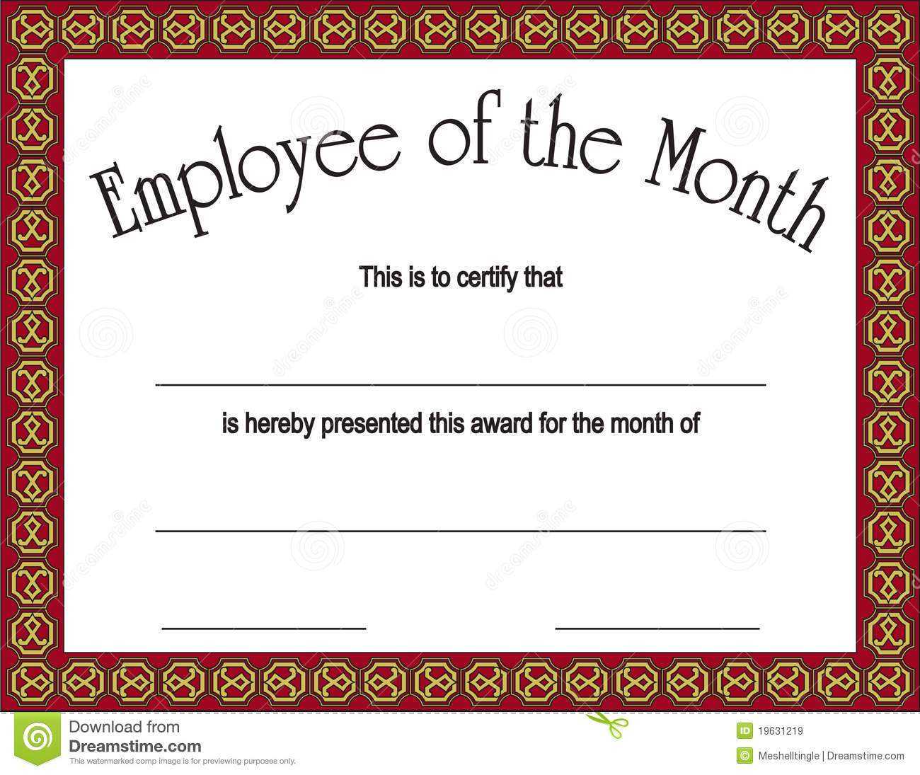 Employee Of The Month Certificate Template Free Download Within Employee Of The Month Certificate Templates