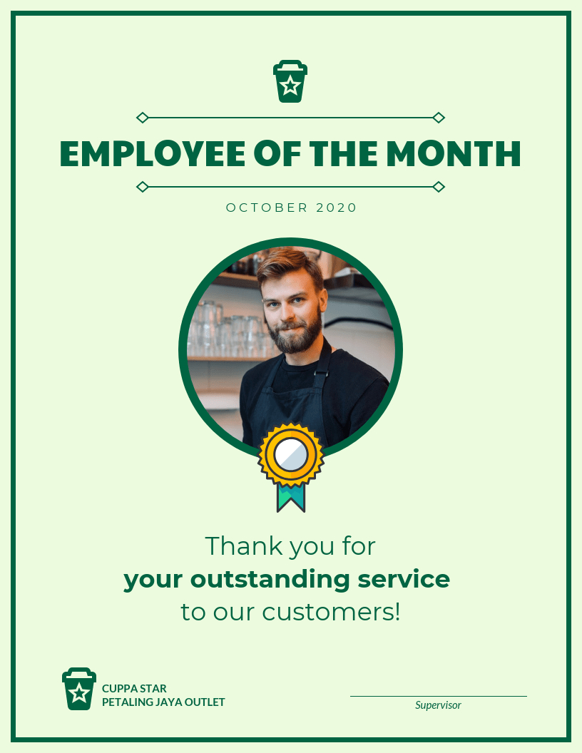 Employee Of The Month Certificate Template Template With Employee Of The Month Certificate Template With Picture