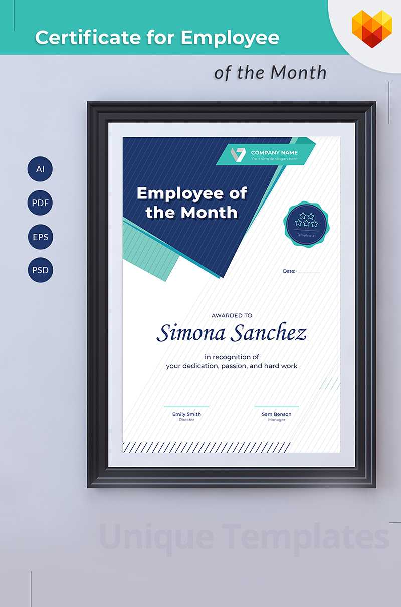 Employee Of The Month Certificate Template Throughout Employee Of The Month Certificate Template With Picture