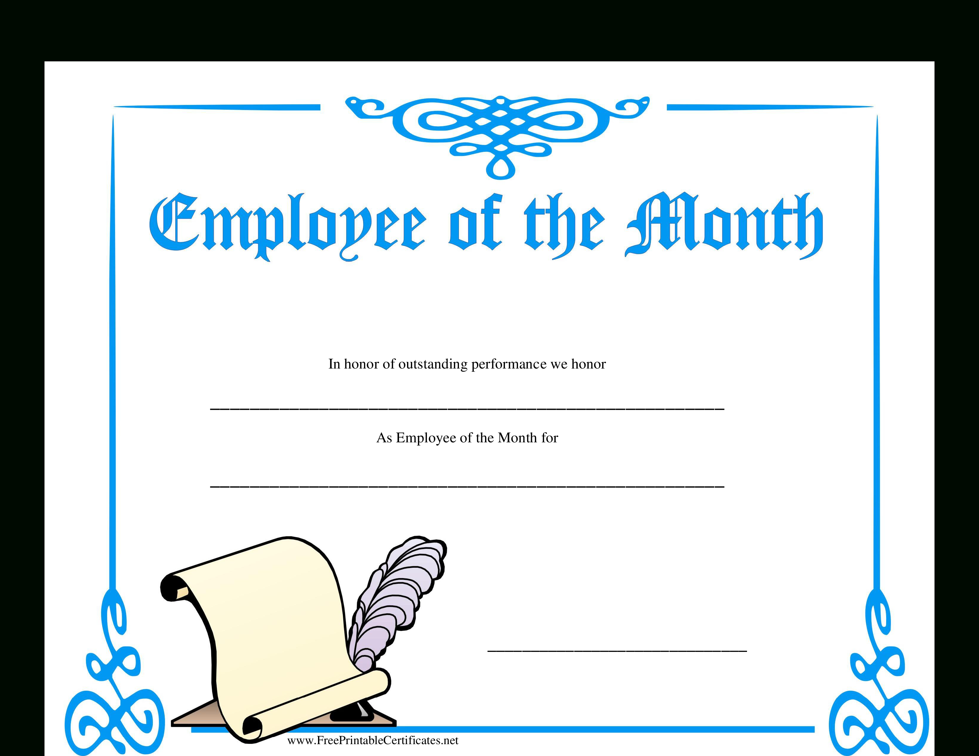 Employee Of The Month Certificate | Templates At In Employee Of The Month Certificate Templates