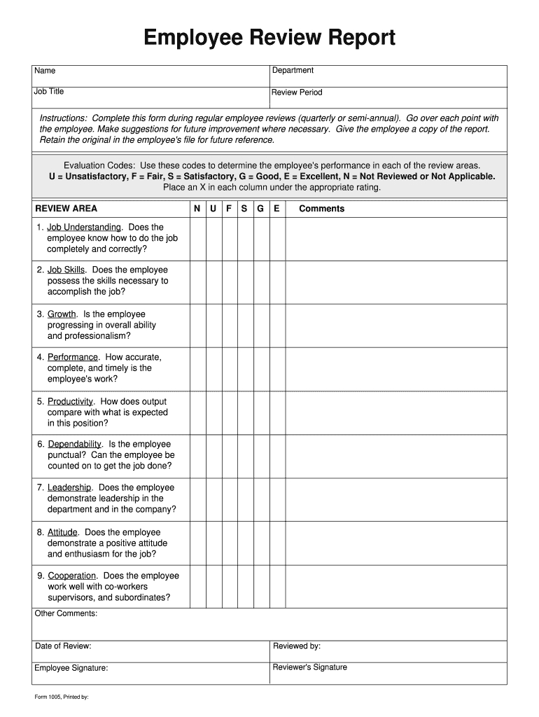 Employee Performance Review Template Excel – Fill Online Within Blank Evaluation Form Template