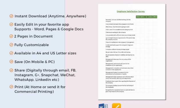Employee Satisfaction Survey Template for Employee Satisfaction Survey Template Word