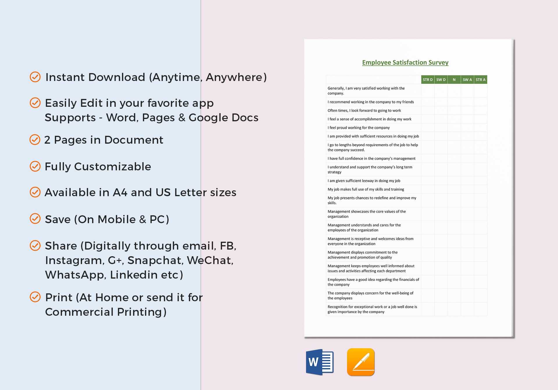 Employee Satisfaction Survey Template For Employee Satisfaction Survey Template Word