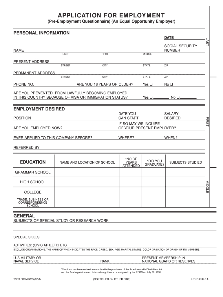 Employment Application – Fill Online, Printable, Fillable In Job Application Template Word