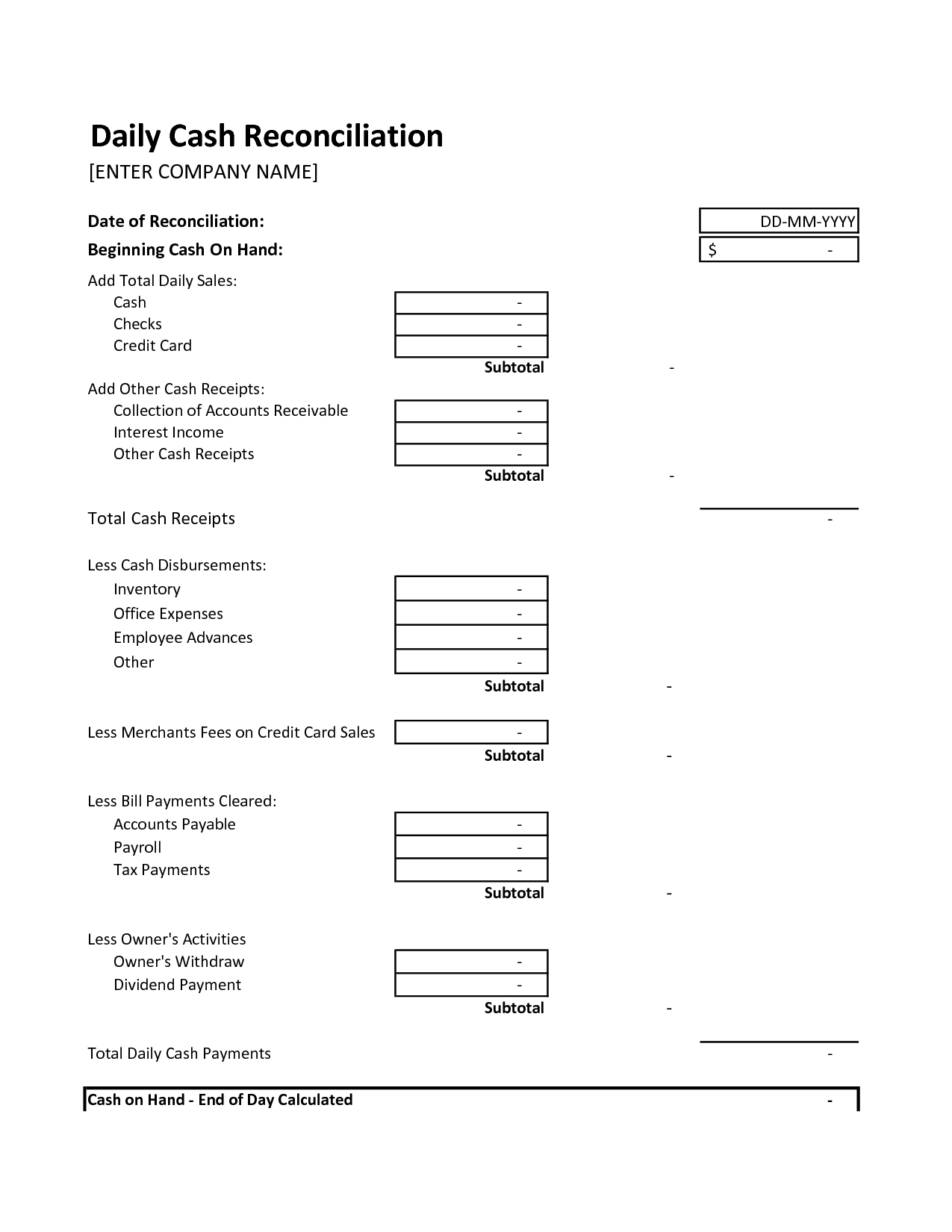 End Of Day Cash Register Report Template – Google Search With End Of Day Cash Register Report Template