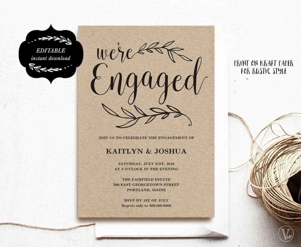 Engagement Invitation Template, Printable Engagement Party Pertaining To Engagement Invitation Card Template