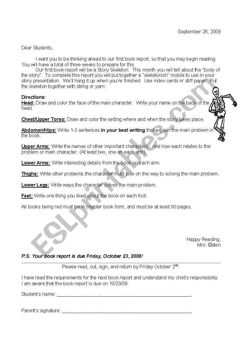 English Worksheets: Story Skeleton Regarding Story Skeleton Book Report Template