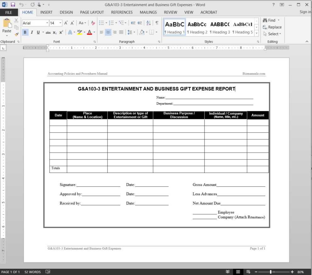 Entertainment Business Expenses Report Template | G&a103 3 Intended For Company Expense Report Template