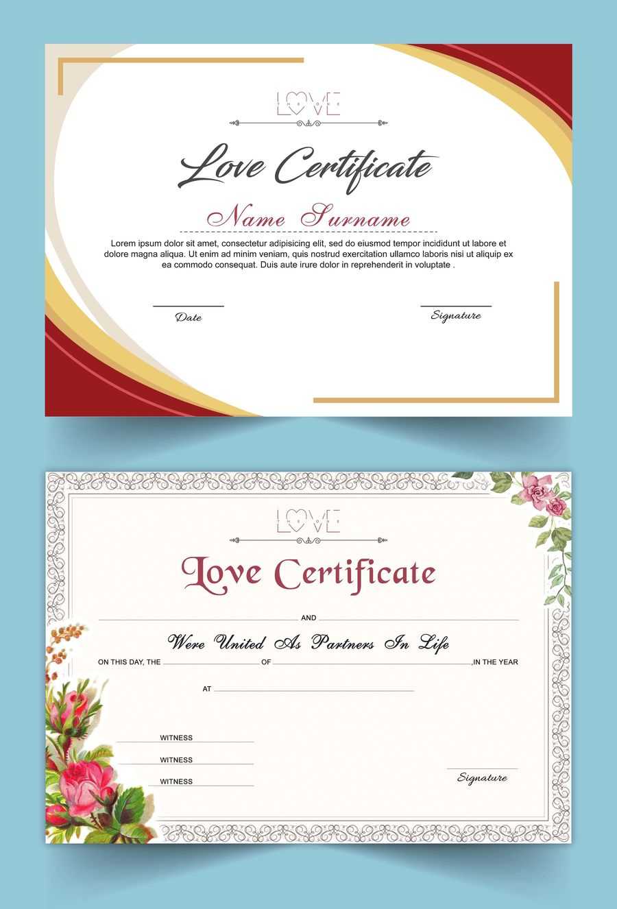 Entry #15Satishandsurabhi For Design A Love Certificate Pertaining To Love Certificate Templates