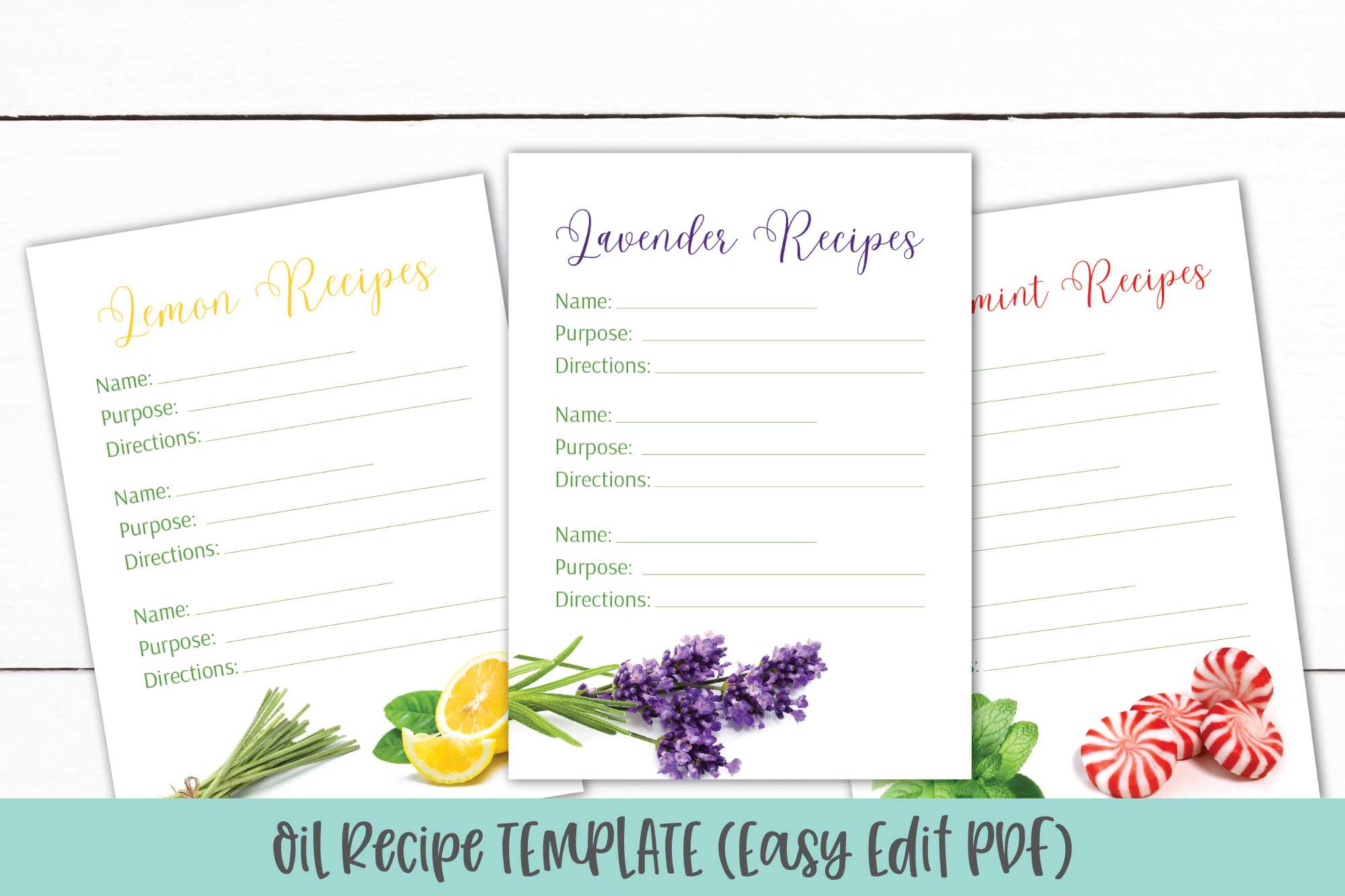 Essential Oil Recipe Card Template | Editable Recipe Pdf Pertaining To Recipe Card Design Template
