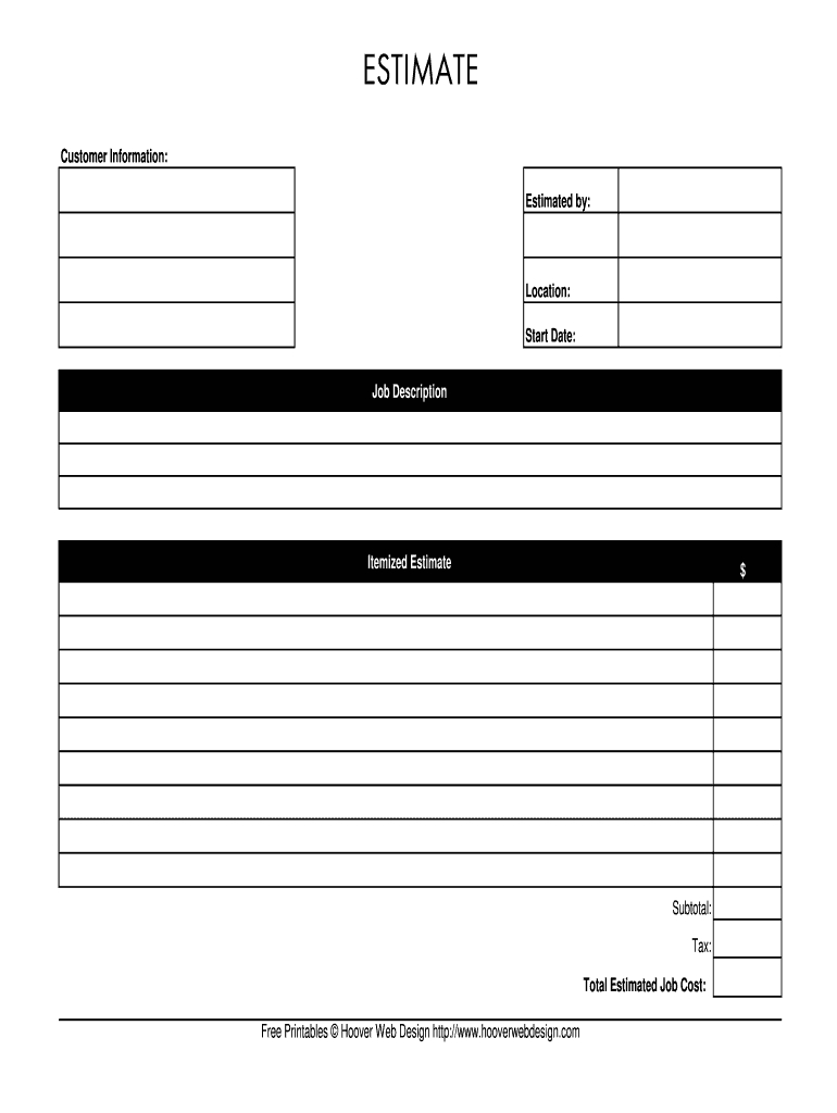 Estimate Template – Fill Online, Printable, Fillable, Blank Pertaining To Blank Estimate Form Template