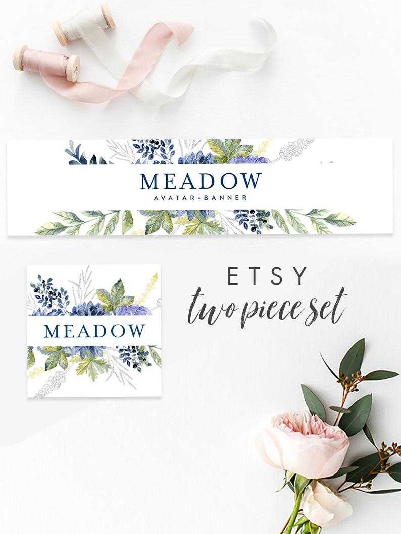 Etsy Banner & Avatar Template Instant Download Templett, Editable, Branding  Set Premade Etsy Set Etsy Shop Branding, Banner, Blue, Meadow Intended For Etsy Banner Template