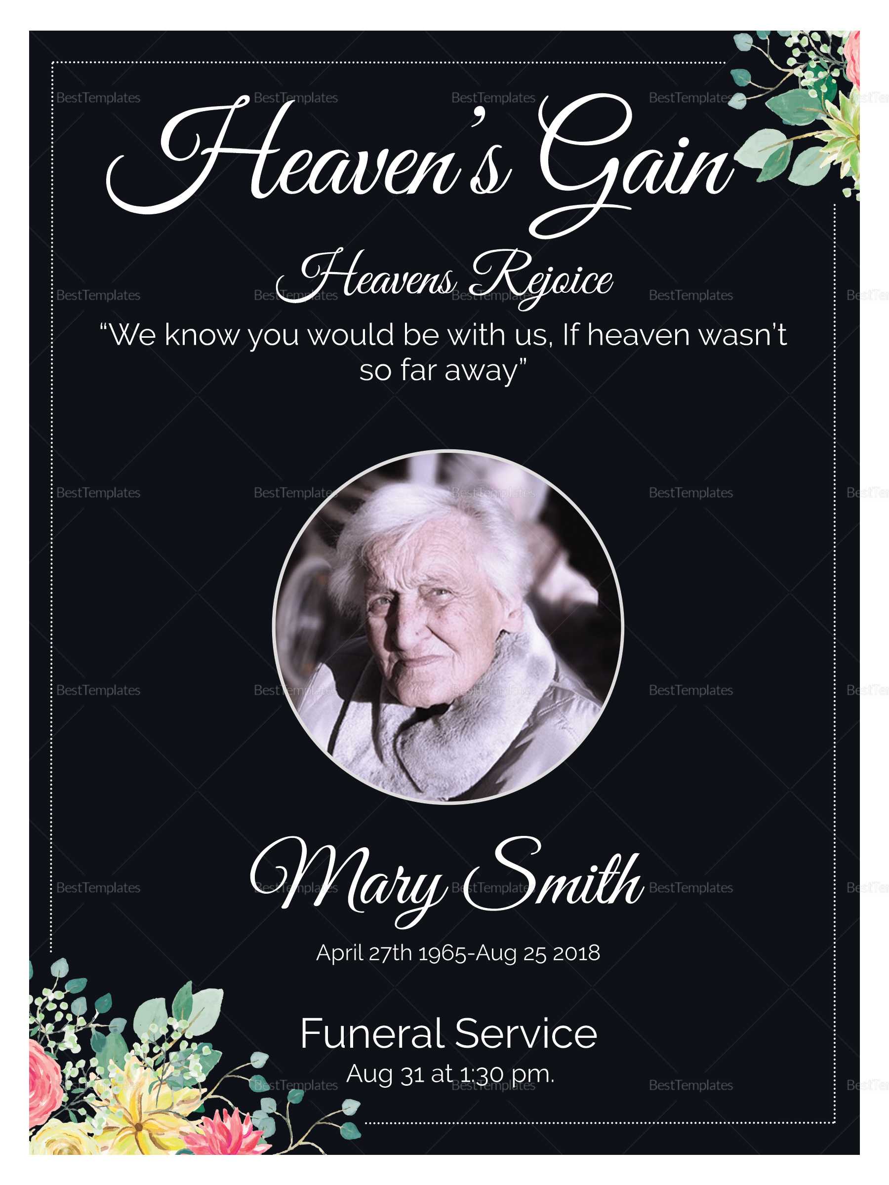 Eulogy Funeral Invitation Card Template Inside Funeral Invitation Card Template