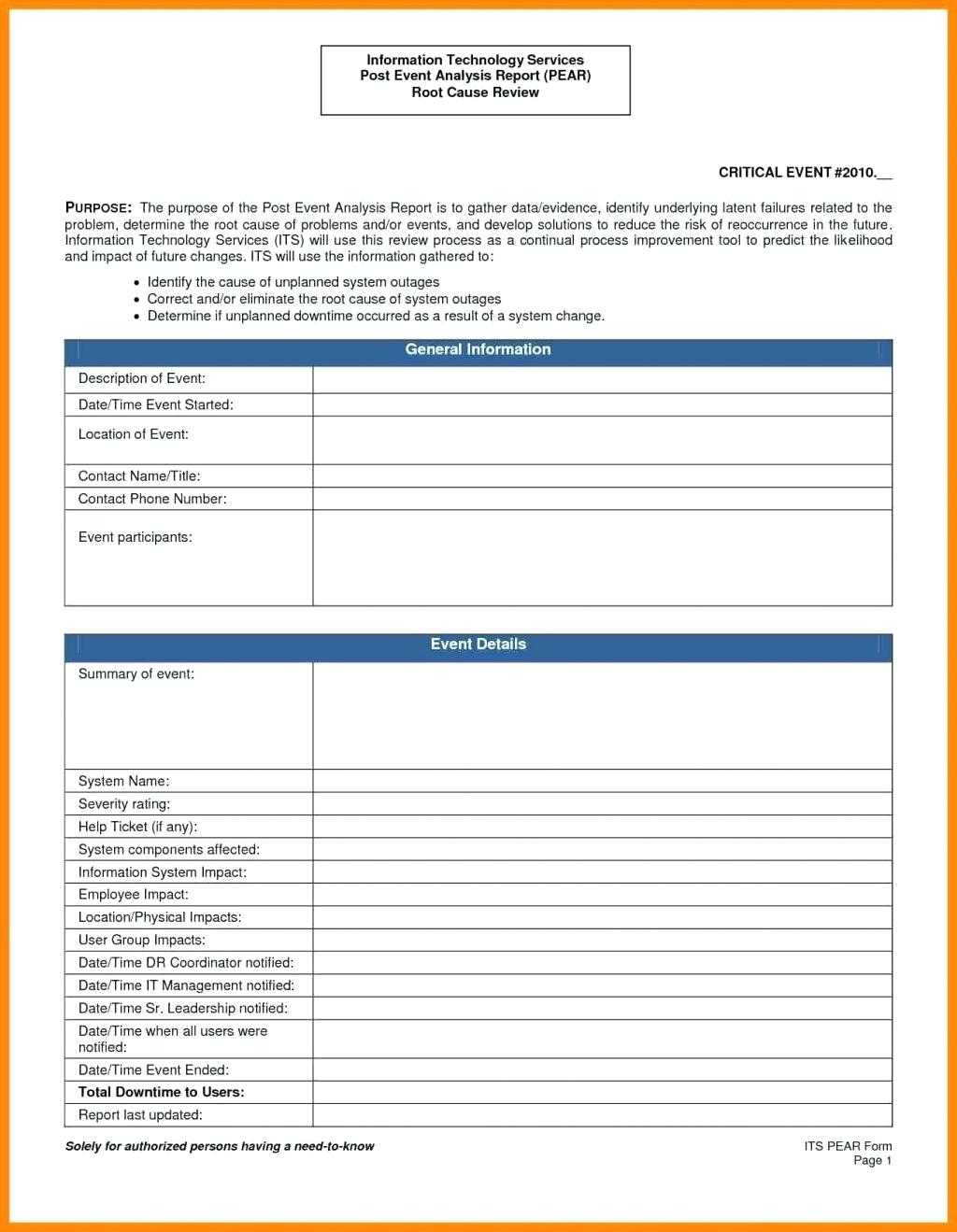 Event Analysis Template – Thermalprint.co With Regard To Event Debrief Report Template