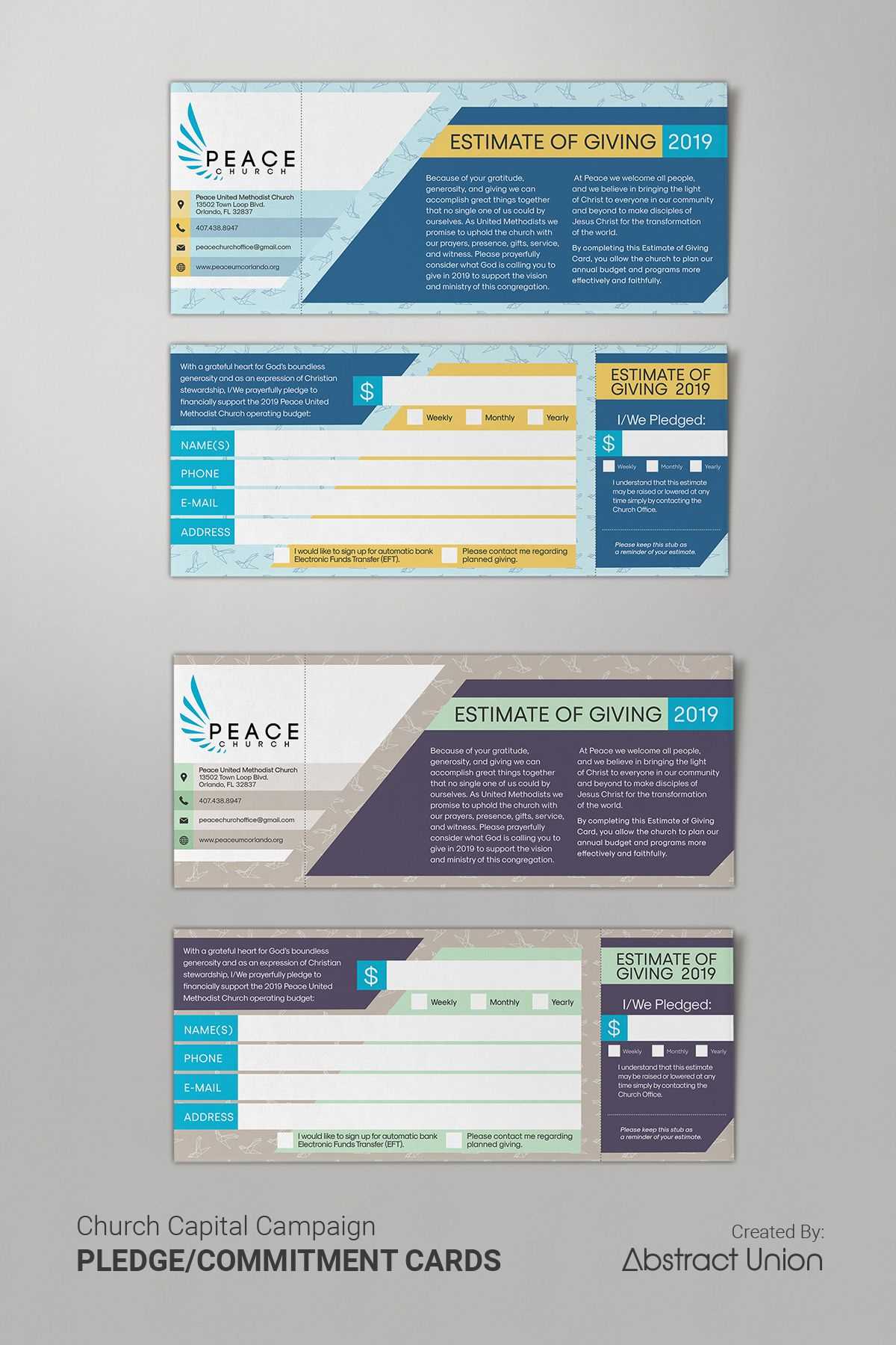 Example Of A Clean And Modern Pledge Card Layout We Designed In Fundraising Pledge Card Template