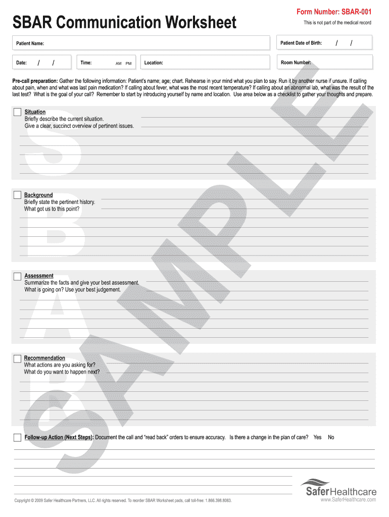 Example Of Filled Sbar Form – Fill Online, Printable For Sbar Template Word