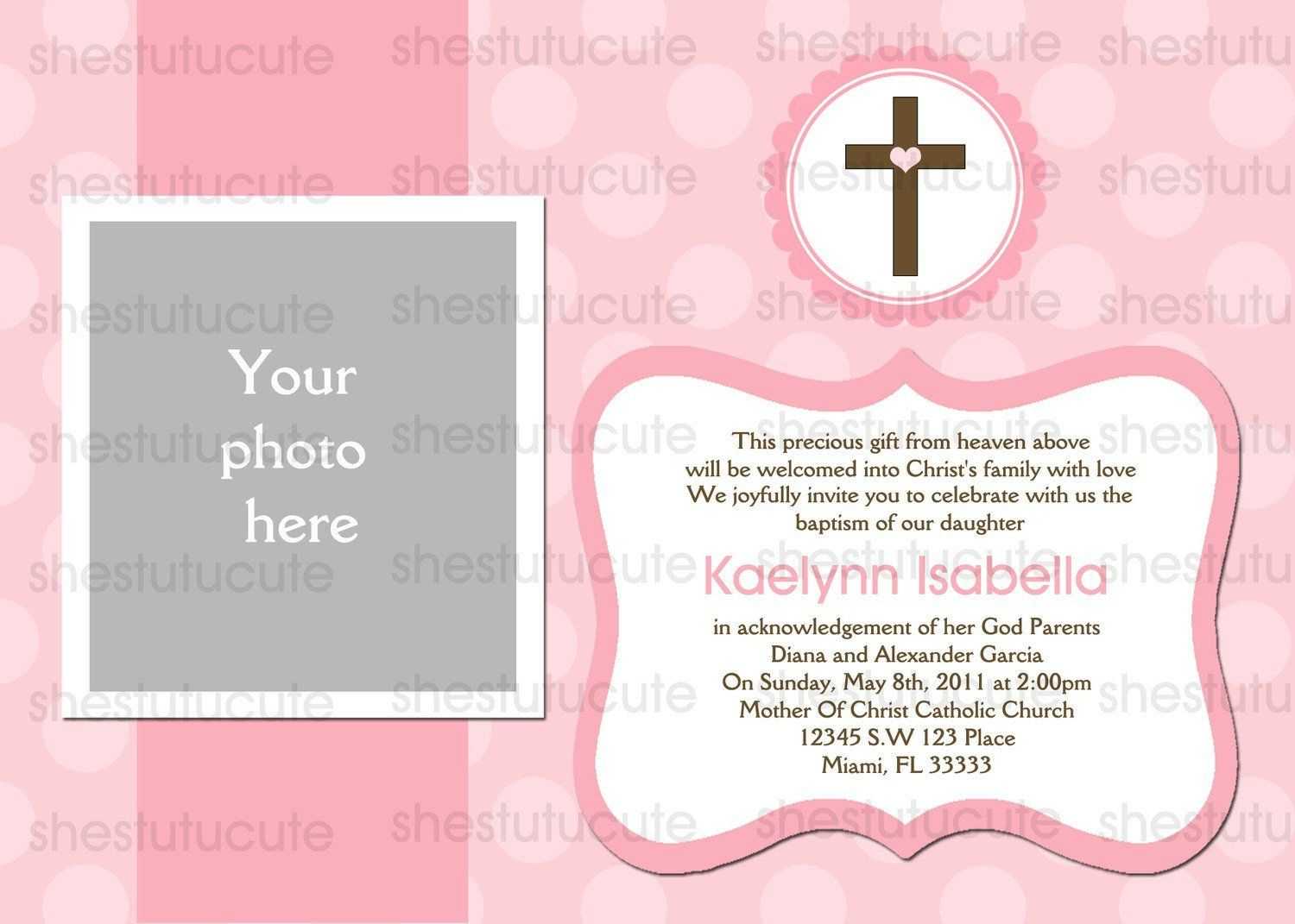 Examples Of Baptism Invitations In Spanish | Baptism Throughout Blank Christening Invitation Templates