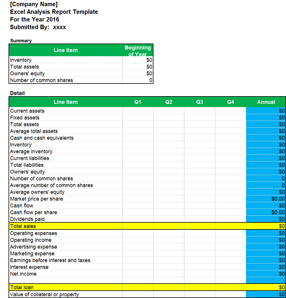 Excel Analysis Report Template – Excel Word Templates Throughout Company Analysis Report Template