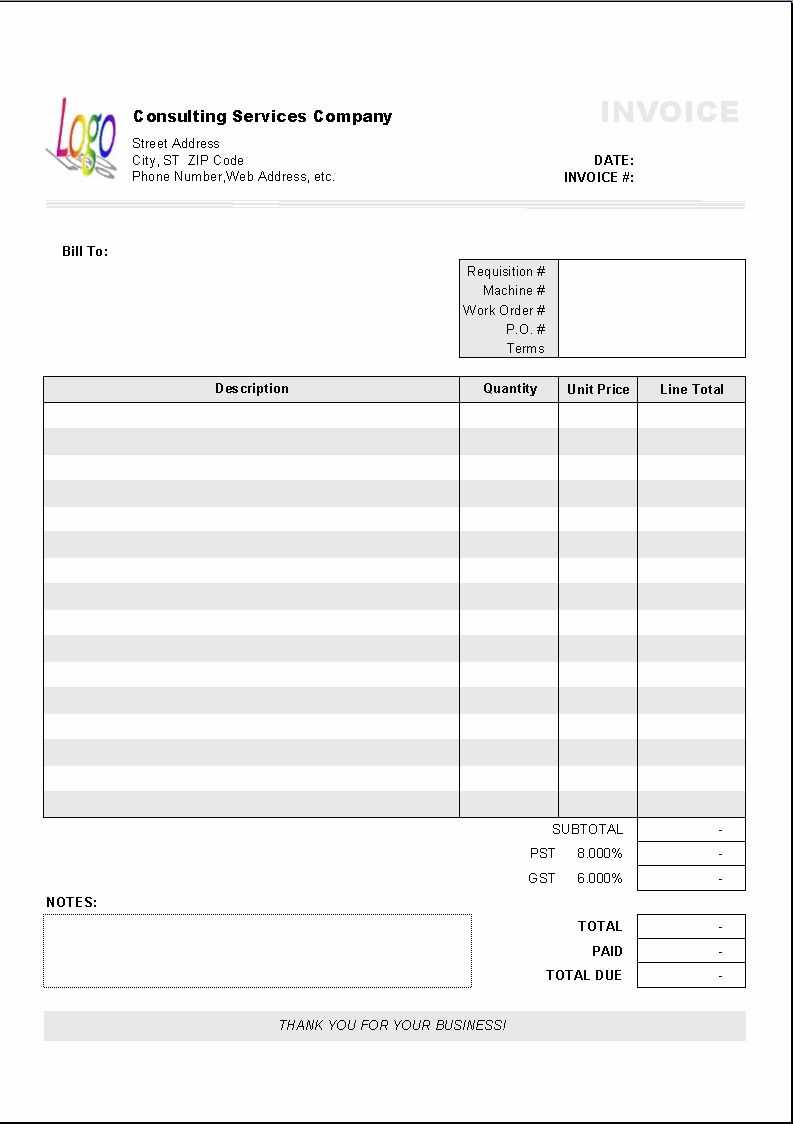 Excel Based Consulting Invoice Template Excel Invoice Throughout Free Invoice Template Word Mac